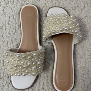 A New Day Women's Pearl Slide Sandals - White